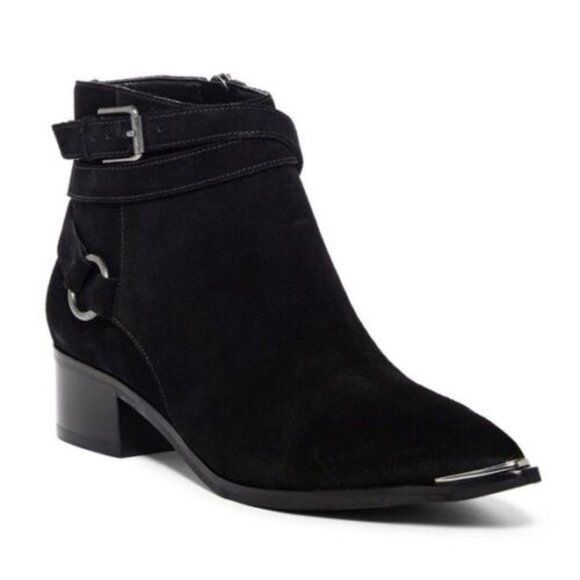 Marc Fisher Shoes - Marc Fisher Yatina Black Suede Ankle Buckle Booties